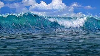 wave paint beach acrylics waves acrylic painting tutorial ocean oil canvas paintings water crashing mural seascape lesson tutorials using tela