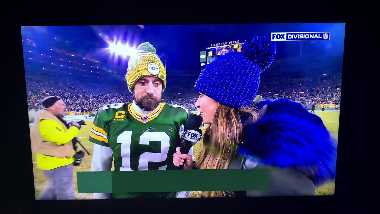 Green Bay Packers AARON RODGERS POSTGAME ON FIELD INTERVIEW AFTER WIN ...
