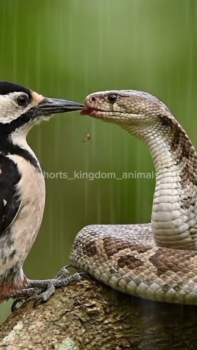 burung pelatuk vs cobra #burungpelatuk #birds #cobra #snake #animals