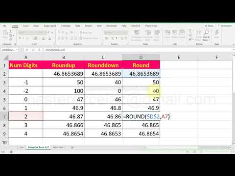 Roundup, Rounddown, Round formulas with 7 level in excel