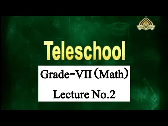 Teleschool PTV Grade-VII Math (Lecture No.2) Operations on Sets