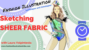 How to render sheer fabrics in digital fashion illustration, watercolor or marker- in 4 steps