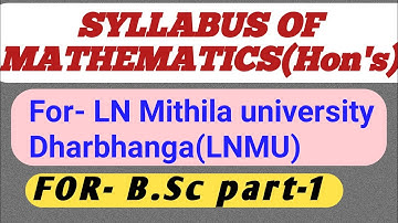 Syllabus of Mathematics (Hon