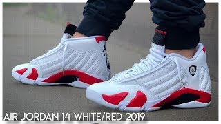 white and red jordan 14