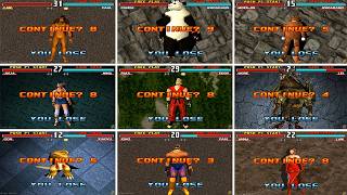 Tekken 3 All Player Continue, You Lose, Game Over Screen
