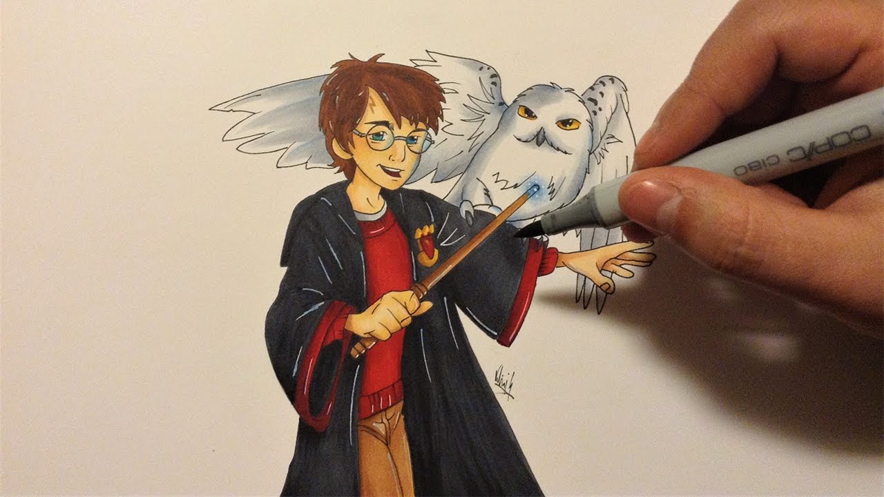 Drawing Harry Potter ( Cartoon Version ) - YouTube