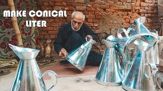 70 Years Oldman Make 10 Liter Stainless Steel Conical Measure for Petrol Pump
