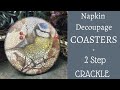 NAPKIN DECOUPAGE COASTERS TUTORIAL | 2 STEP CRACKLE AND HEAT RESISTANT