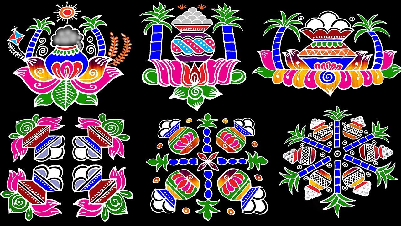 Beautiful Thai Pongal Rangoli 2020 | Pongal Kolam Designs | Easy ...