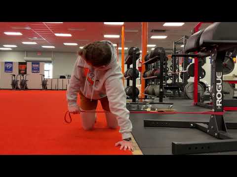 Bear crawl single arm band pull through