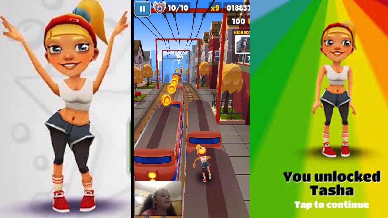 Красочная мультик Игра Subway Surf где главный герой собирает монеты , убег...