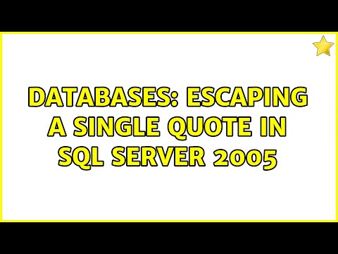 Databases: Escaping a single quote in SQL Server 2005