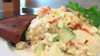 Салат из крабовых палочек с гренками из черного хлеба.Очень вкусно! Салат из крабовых палочек с гренками из черного хлеба.Очень вкусно!