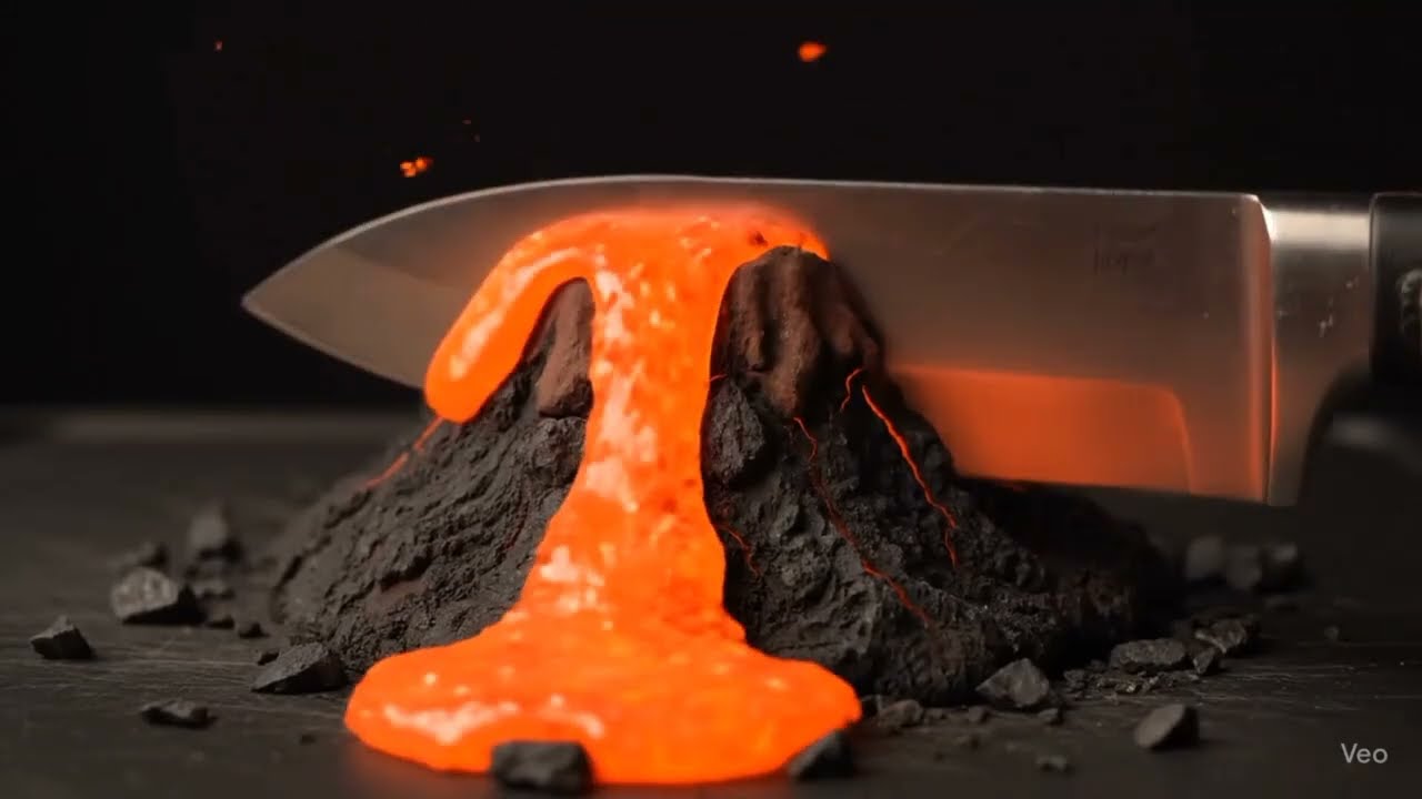 ASMR Knife Carving Sun Metaroid Volcano Destruction