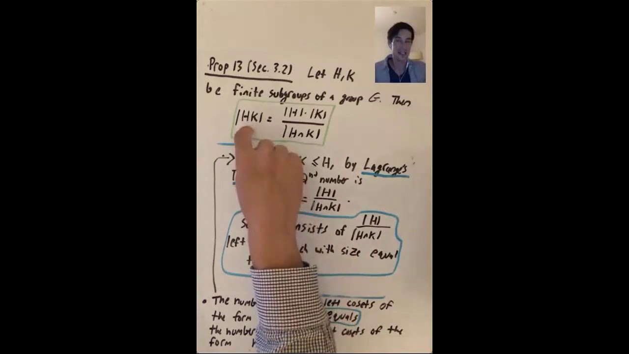 Cosets of Products of Subgroups (Algebra 1: Lecture 6 Video 3)