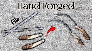 Hand Forged DAMASCUS SICKLE out of Rusted File | How To Make Sickle by Blacksmith