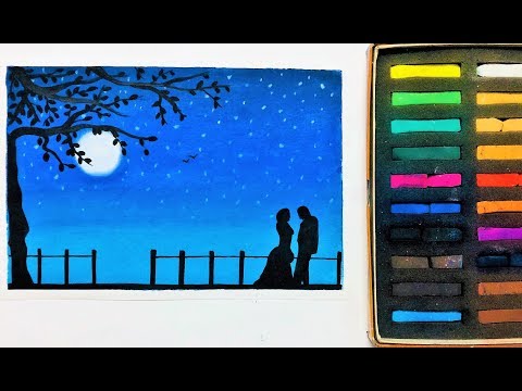 Soft pastels easy drawing - sunset scenery - for beginners easy tutorial  step by step - YouTube
