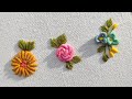 3 Basic Bullion Knot Flowers | Bullion Rose Embroidery | Step by step Embroidery for Beginners ❤️