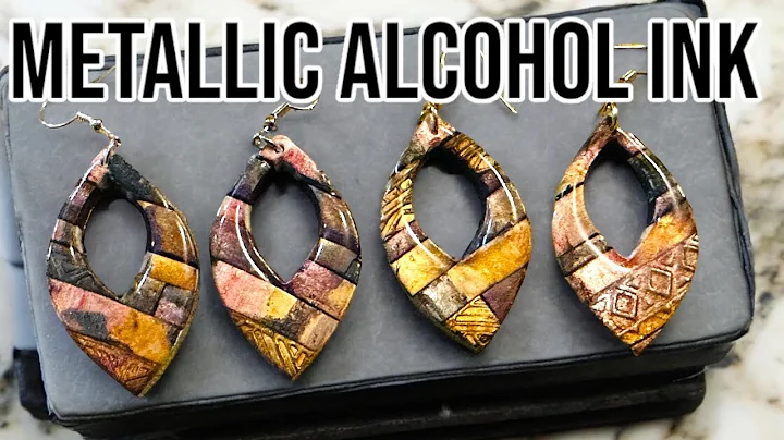 Metallic alcohol ink & polymer clay slab earrings, pendants- using scrap clay & resin, how to, DIY