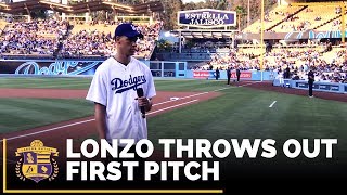 Lonzo Ball Throws Out First Pitch At Dodger Stadium