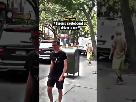 Road Rage Guy Hits Man's Car With Skateboard thumbnail