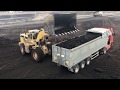 Caterpillar 988F Wheel Loader Loading Coal On Trucks - Labrianidis Mining