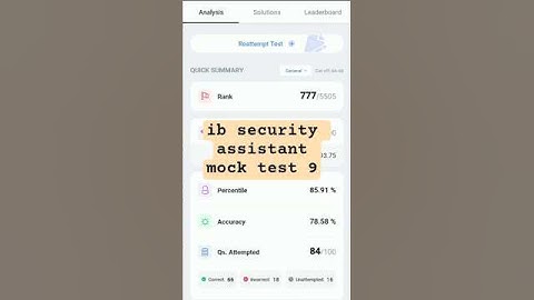 ib security assistant mock test 9 || #ssccgl #ib #shorts #ssc