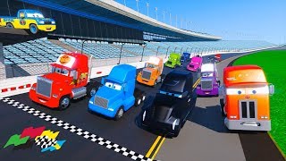Cars Race Trucks Daytona Truck Gale Beaufort Mack Jerry Semi McQueen and Friends Videos