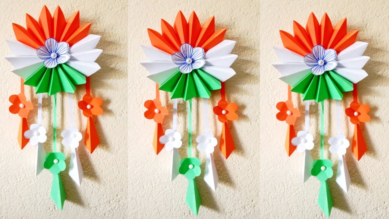 Tricolour paper wall hanging ideas for Republic day//How to make