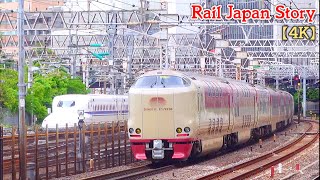 Two SUNRISE EXPRESS trains at the Tamachi Depot, Tokyo, Japan, May 6, 2024