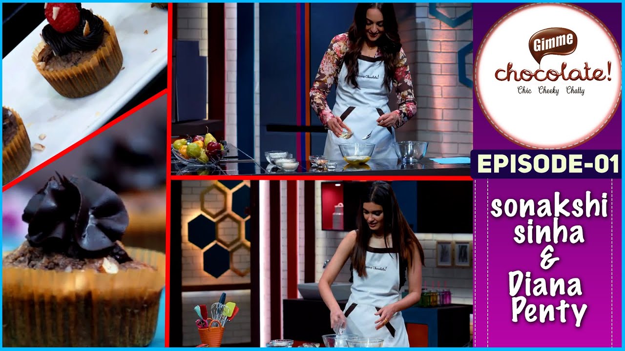 Sonakshi Sinha and Diana Penty Making a Chocolate Muffins at GIMME CHOCOLATE Show with Zeba Kohli#01