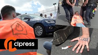 Des militants collent leur main au sol pour bloquer les voitures (11 juin 2022, Pont Neuilly) [4K]