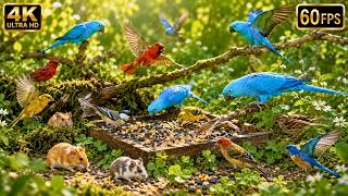 Emerald Parrot Watch Cat TV | 🐦 Birds Gather in the Clover Garden 🌿 3 Hours 4K Ultra HD 60FPS screenshot 4