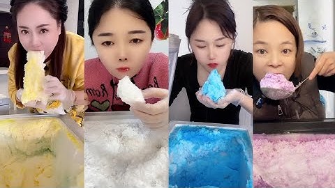 ASMR FREEZER FROST ICE EATING | FLAVORED ICE EATING