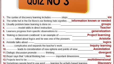 EDU301   QUIZ NO 3 100% REPEATED        EDU301   General Methods of Teaching QUIZ 1 2 3