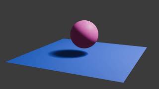 Magenta ball bouncing on blue plane.