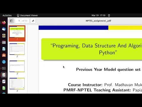 NPTEL- PROGRAMMING, DATA STRUCTURES AND ALGORITHMS USING PYTHON - YouTube