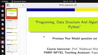 NPTEL- PROGRAMMING, DATA STRUCTURES AND ALGORITHMS USING PYTHON