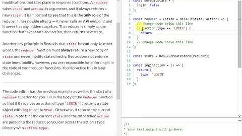 FCC: Redux: Handle an Action in the Store (6)