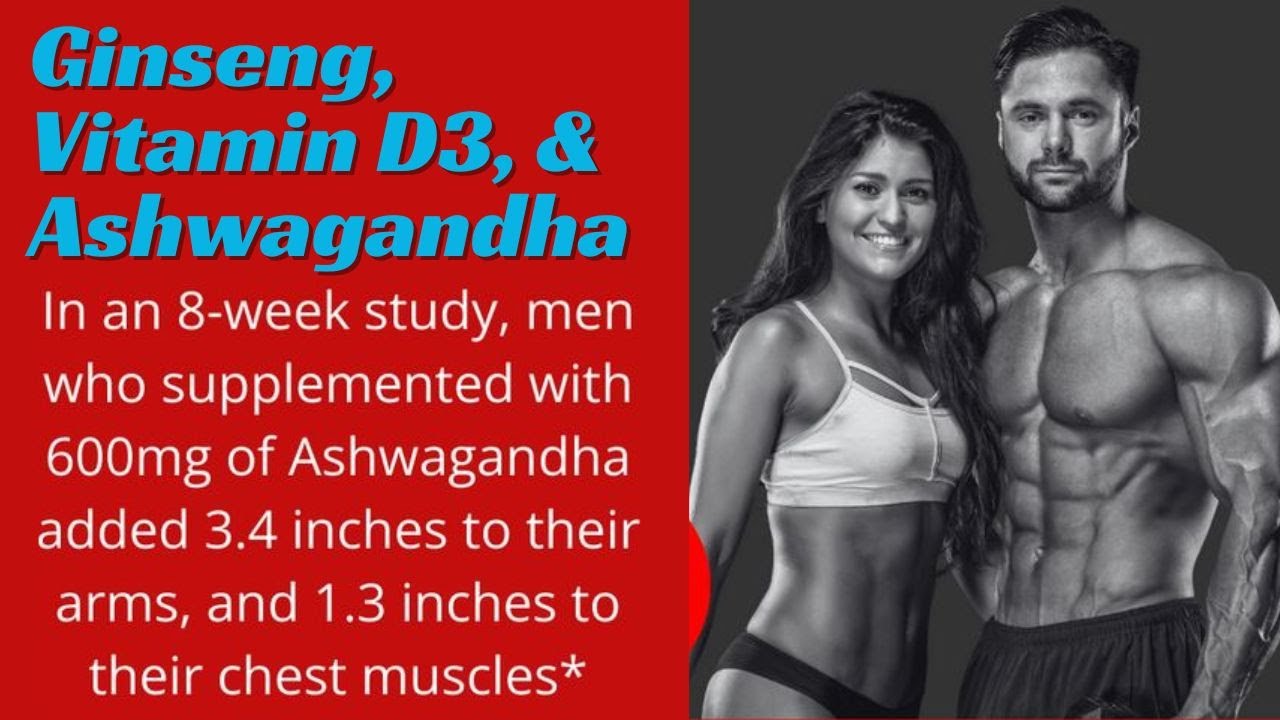 Natural Muscle Boost Ginseng, Vitamin D3, & Ashwagandha for Men’s Fitness 