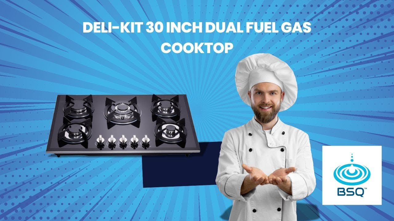 Deli-kit 30" Gas Cooktop | Dual Fuel 5 Burners | Tempered Glass | Drop-In | DK157 A01S G | BSQ STORE