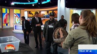 Kevin Hart freaks out over snake on The Today Show - Karl Stefanovic