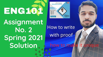 ENG101 Assignment 2 Solution Spring 2021 | ENG101 Assignment 2 Solution 2021 |VU || Math by Harmain