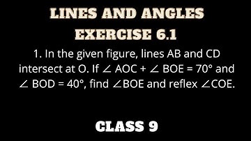 1. In the given figure, lines AB and CD intersect at O. If ∠ AOC + ∠ BOE = 70° and