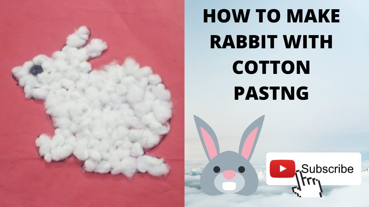 How to draw rabbit with cotton pasting YouTube
