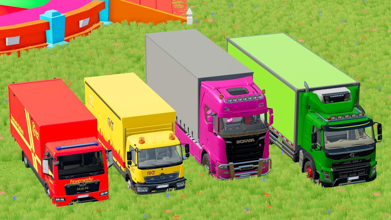 TRANSPORTING POLICE CARS, AMBULANCE, FIRE TRUCK, COLORFUL CARS WITH TRUCK -FARMING SIMULATOR 22! #34