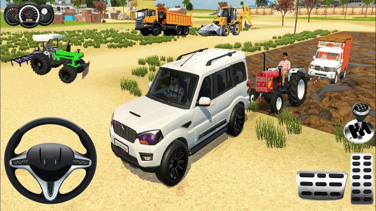 Driver pickup 🛻 and mud is tractor, Scorpio se tochan karke bahar nikala 🔥🚜 in gaming video 