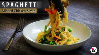 Minced Meat Spaghetti Recipe | Desi Style Chicken Spaghetti Recipe by Suriya's Kitchen