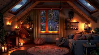 Relaxing Attic Rain for Sleep 🔥 Soothing Fireplace for Anxiety Relief, Relaxation, and Mind Healing