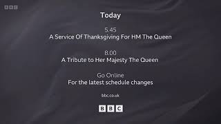 BBC - Sombre Programme Changes Due to Queen Elizabeth’s Death - 9th September 2022